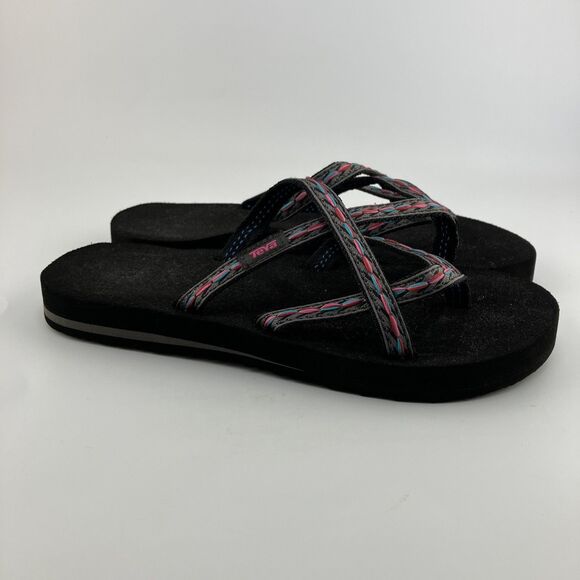 Teva Women's Olowahu Flip-Flop Size 7 Gray Pink Teal - Picture 7 of 7